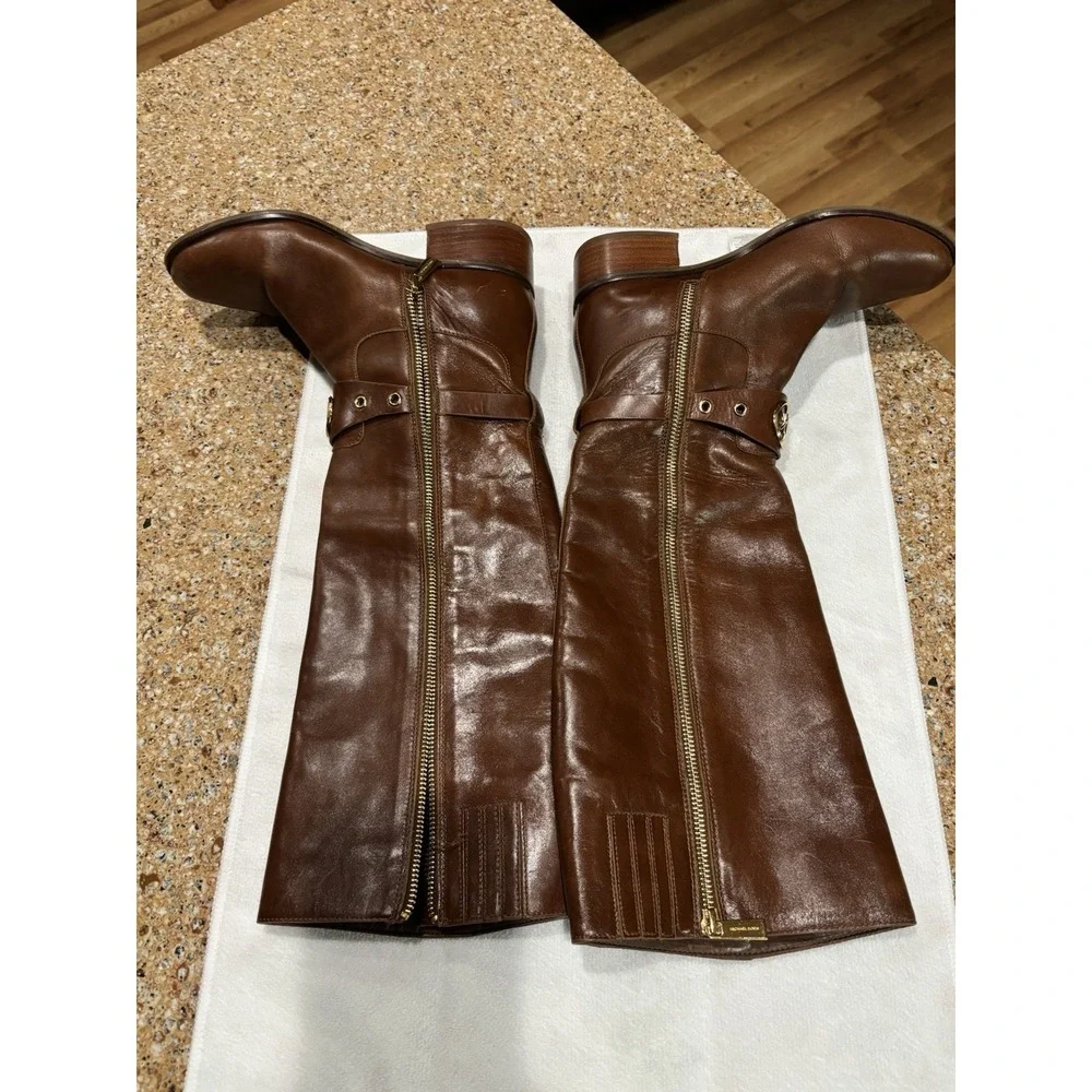 Michael Kors  Heather Women's Brown Leather Knee Riding Boots 16